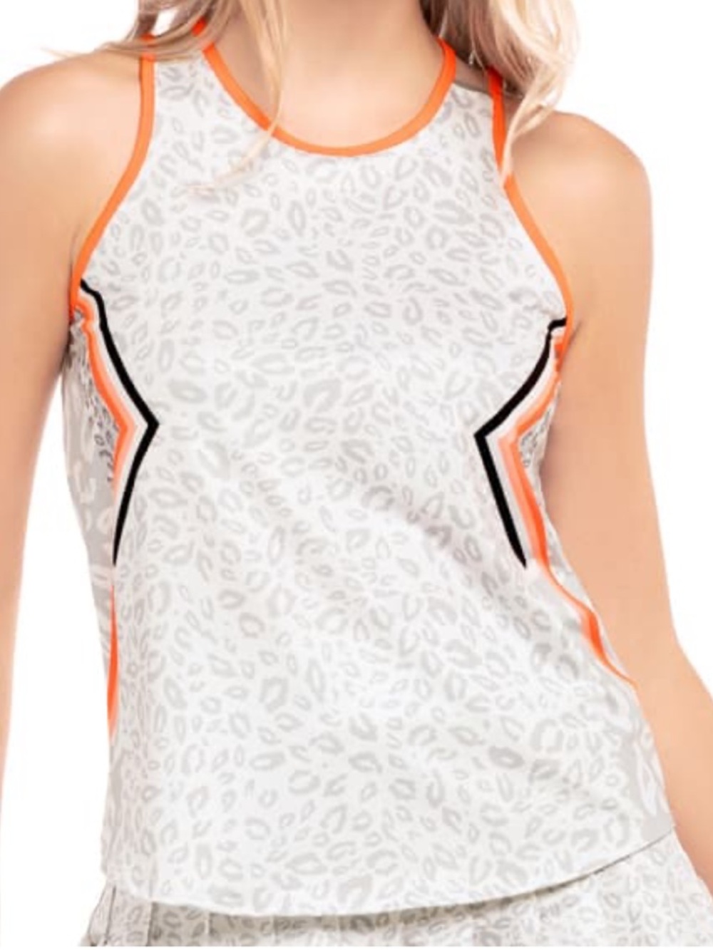 Lucky in Love Animal Instinct Tennis‎ Tank Top Gray Orange Size Medium